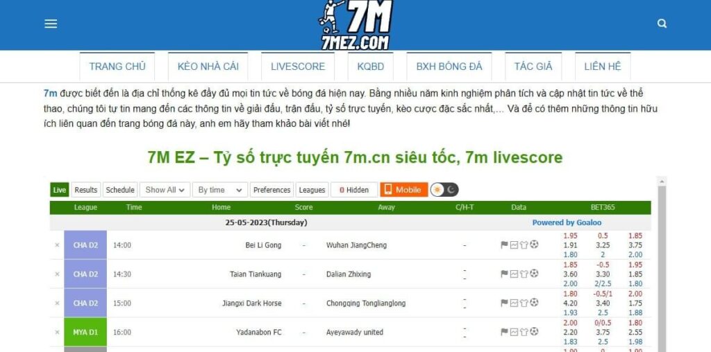 7M EZ - Website cập nhật tin tức bóng đá hàng đầu Việt Nam